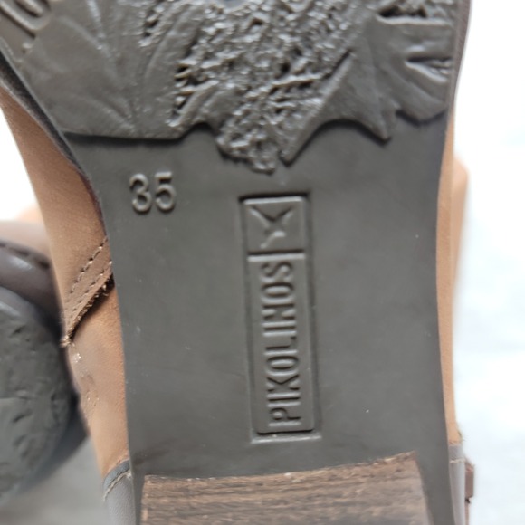 New Pikolinos Womens Boots Size 35 US 5 Tall Cognac Brown Leather Strappy Riding - Picture 12 of 12